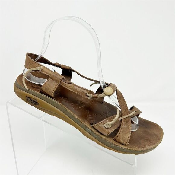 Chaco Brown Leather Slingback Strappy Sandals Size 9 Casual Summer - Picture 1 of 11